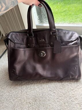Coach Bronze Metallic Leather Satchel with Turnlock Hardware